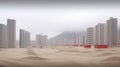 Newly built urban neighborhood with skyscrapers that all look the same. Construction project. Generative AI