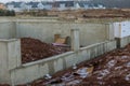 A newly completed cement foundation of a new housing development Royalty Free Stock Photo