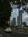 Newly constructed commercial skyscrapers and empty land for ri criation ground in front Sanpada cercal Navi mumba