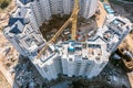 Newly constructed high-rise residential buildings ready for roof installing. aerial view Royalty Free Stock Photo