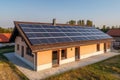 Newly constructed homes with solar panels on the roof.