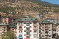 Modern apartment buildings in Thimphu, the small capital city of Bhutan