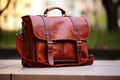 newly crafted leather satchel on a marble surface