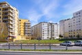 Newly developed tight residential architecture at Indira Ghandi street in Ursynow residential district of Warsaw, Poland