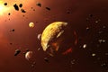 Newly forming protoplanets, planetesimals. Evolution by the process of accretion