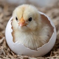 Newly hatched chick emerging from egg in a nest. Royalty Free Stock Photo