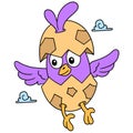 The newly hatched chicks fly around the sky, doodle icon image kawaii