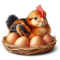 Newborn Chicks Nestled with Eggs, Isolate Image, Generative AI. Royalty Free Stock Photo