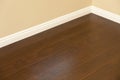 Newly Installed Brown Laminate Flooring and Baseboards in Home Royalty Free Stock Photo