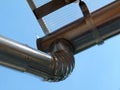 New metal rain water leader and downspout, eavestrough