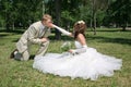 A newly married couple.