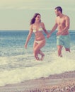 Newly married couple at the beach Royalty Free Stock Photo