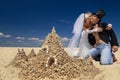 Newly-married couple enjoying on the beach