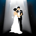 Newly married couple silhouette Royalty Free Stock Photo