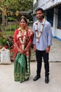 Newly married couple at wedding in Kumrokhali, India Royalty Free Stock Photo