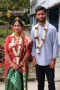 Newly married couple at wedding in Kumrokhali, India Royalty Free Stock Photo