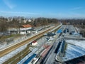 P+R. Park and Ride parking lot and railway station Royalty Free Stock Photo