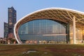 The newly opened Kaohsiung Exhibition Center and the 85 Building on background