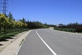 Newly paved straight road in countryside