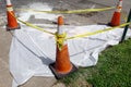 Newly Poured Cement Curing Under Plastic Tarp