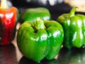 Newly washed fresh green bell peppers