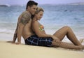 Newly wed couple on the beach Royalty Free Stock Photo