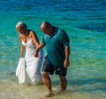 Newly Weds at the beach at Finest Playa Mujeres Resort in Cancun, Mexico Royalty Free Stock Photo