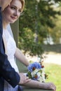 Newly weds holding hands Royalty Free Stock Photo