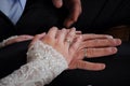 Newly weds holding hands together Royalty Free Stock Photo