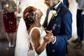 Newlywed African Descent Couple Dancing Wedding Celebration Royalty Free Stock Photo