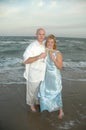 Newlywed couple on beach Royalty Free Stock Photo