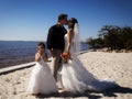 Newlywed couple on beach Royalty Free Stock Photo