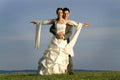 Newlywed couple in countryside Royalty Free Stock Photo