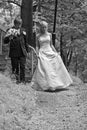 Newlywed couple in forest