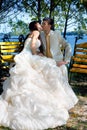 Newlywed couple kissing Royalty Free Stock Photo