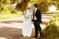 Newlywed couple kissing