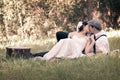 Newlywed couple kissing Royalty Free Stock Photo