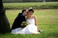 Newlywed couple kissing Royalty Free Stock Photo