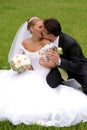 Newlywed couple kissing Royalty Free Stock Photo