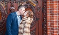 Newlywed couple kissing on a walk in the park Royalty Free Stock Photo