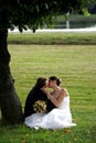 Newlywed couple in love kissing Royalty Free Stock Photo