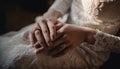 Newlywed couple love shines in elegant wedding generated by AI