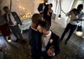 Newlywed Gay Couple Dancing on Wedding Celebration Royalty Free Stock Photo