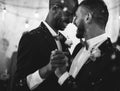 Newlywed Gay Couple Dancing on Wedding Celebration Royalty Free Stock Photo