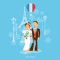 Newlyweds bride and groom honeymoon trip Royalty Free Stock Photo