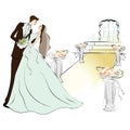 newlyweds dancing. Vector illustration decorative design Royalty Free Stock Photo