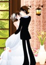 newlyweds dancing. Vector illustration decorative design Royalty Free Stock Photo