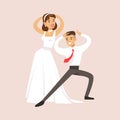 Newlyweds Doing Pulp Fiction Dance At The Wedding Party Scene Royalty Free Stock Photo