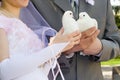 The newlyweds and dove.