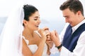 Newlyweds exchanged wedding rings